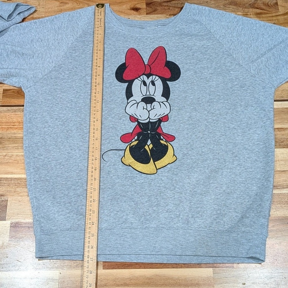 Disney Womens Minnie Mouse Sweatshirt XL Gray Crewneck Graphic Disneyland - Picture 7 of 8